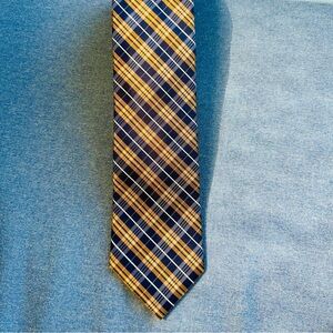 ENRO 100% Silk Blue and Brown Plaid Tie